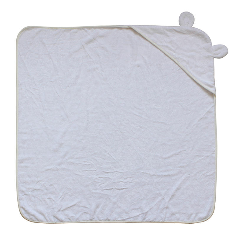 Plain White Bamboo Hooded Towel For Baby