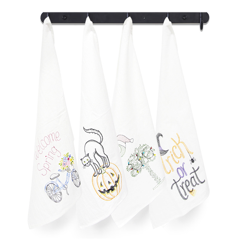 Cotton Embroidery Kitchen Tea Towel